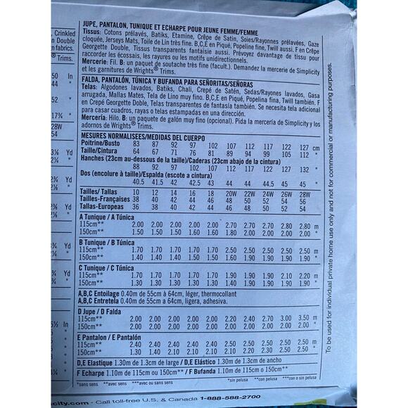 Simplicity 4149 Sewing pattern tunic pant skirt scarf size 20w-28w - Picture 5 of 5